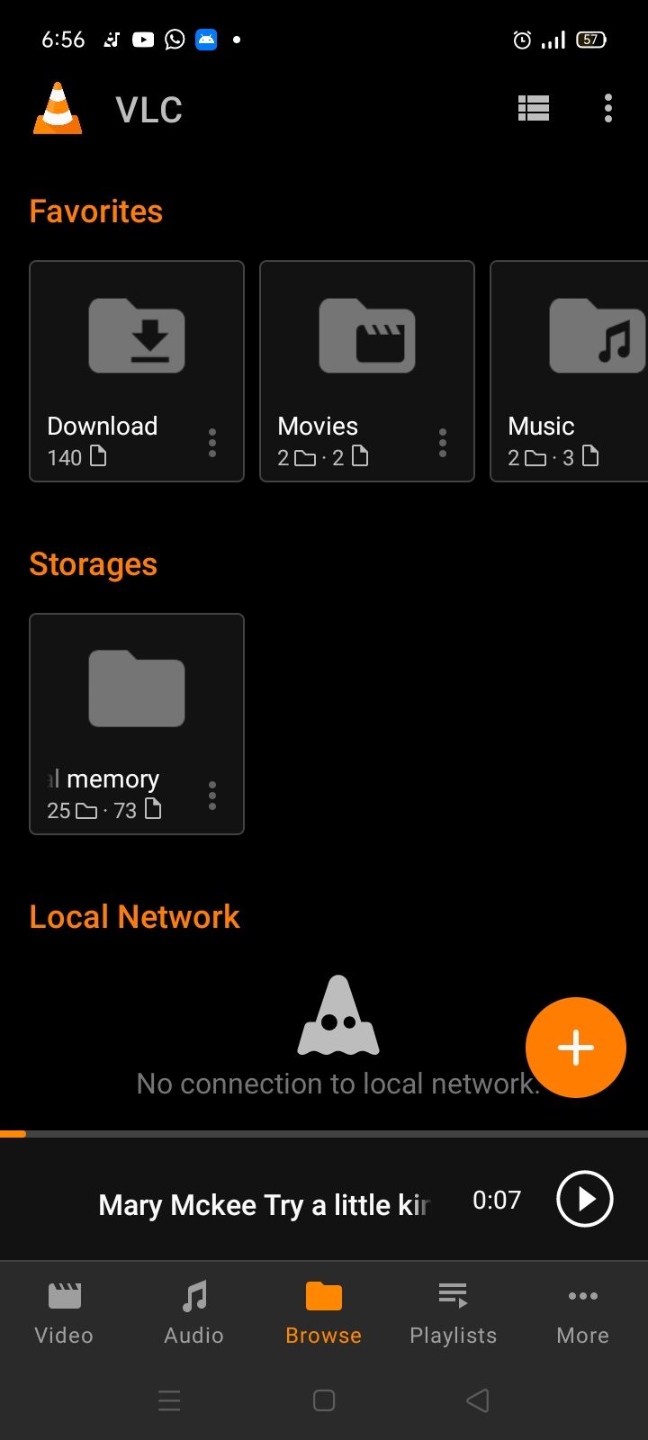screenshot of vlc media player showing file folders