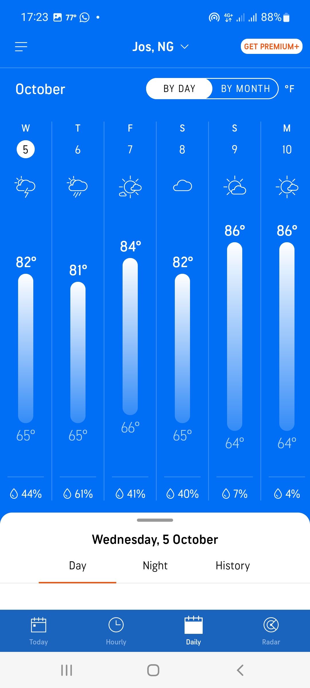 screenshot showing accuweather forecast