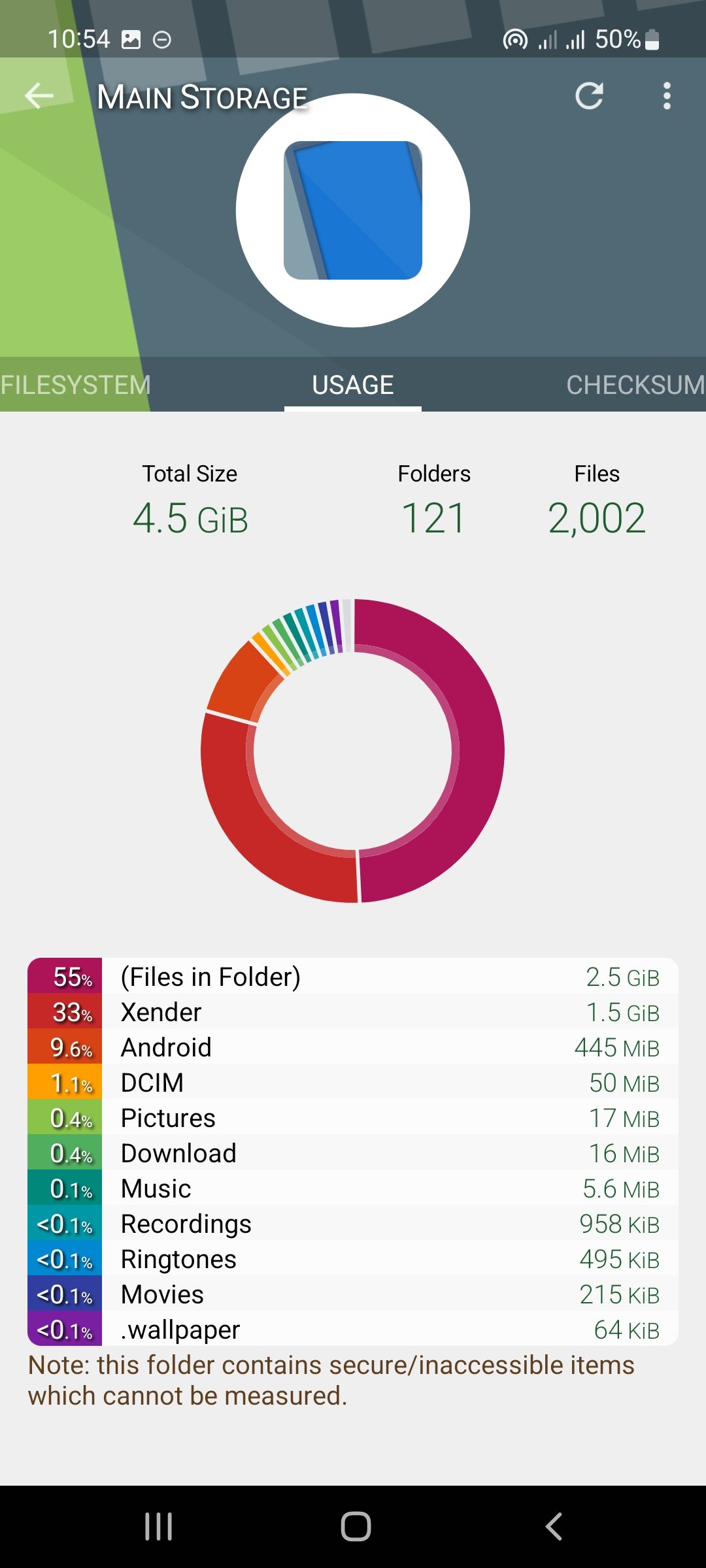 screenshot showing fx explorer storage