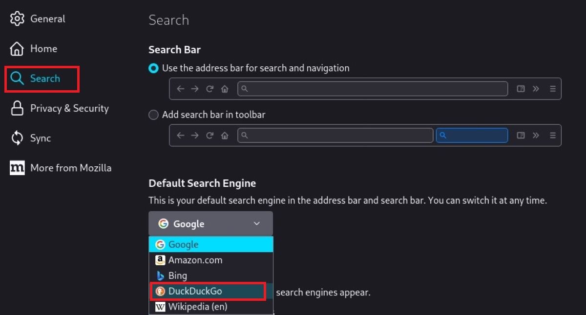 استفاده از DuckDuckGo به عنوان موتور جستجوی پیش فرض برای حریم خصوصی فایرفاکس