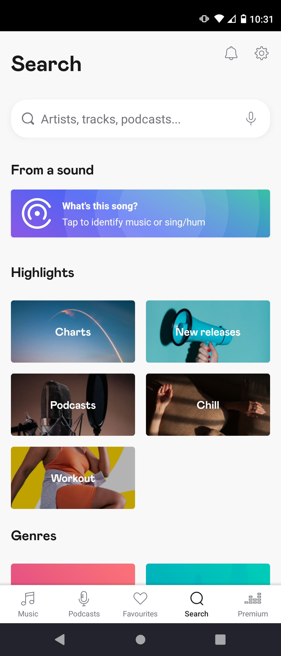 Search Features on Deezer Android App
