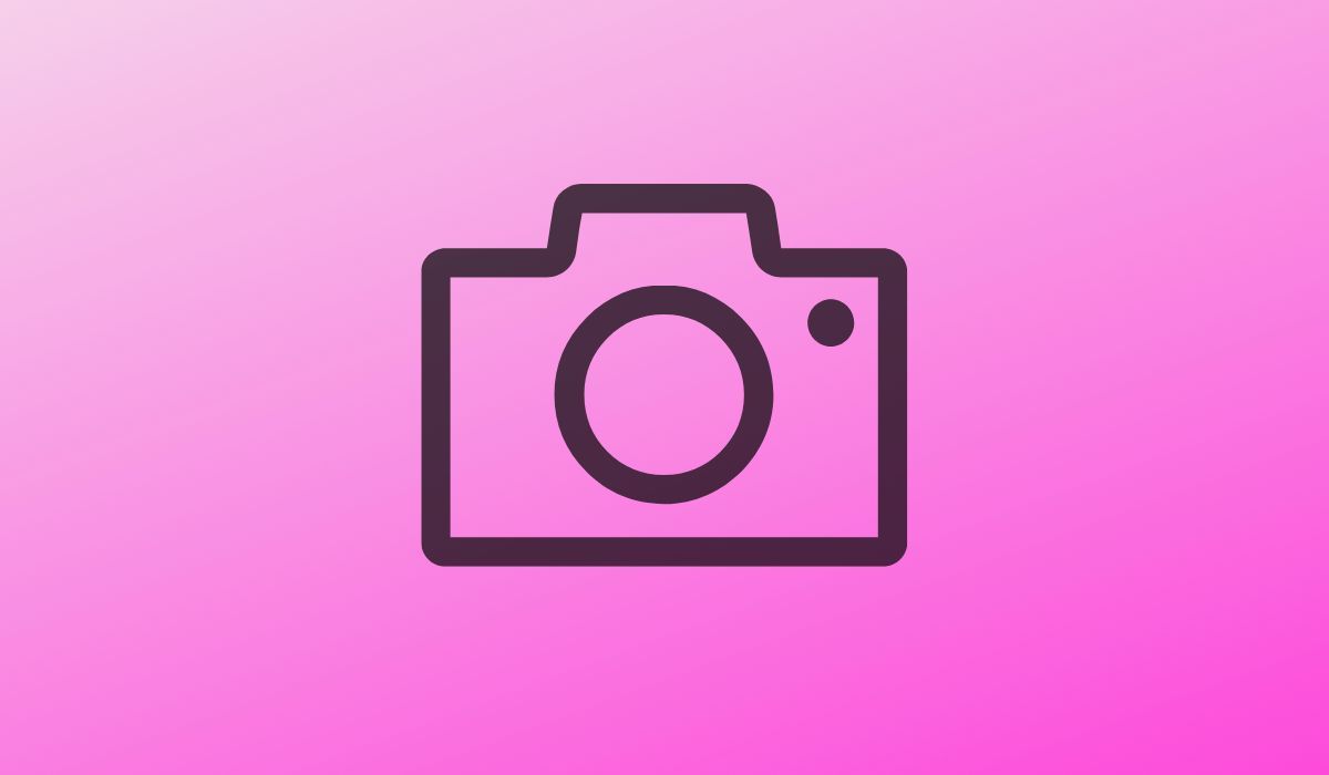 Camera symbol seen on pink background