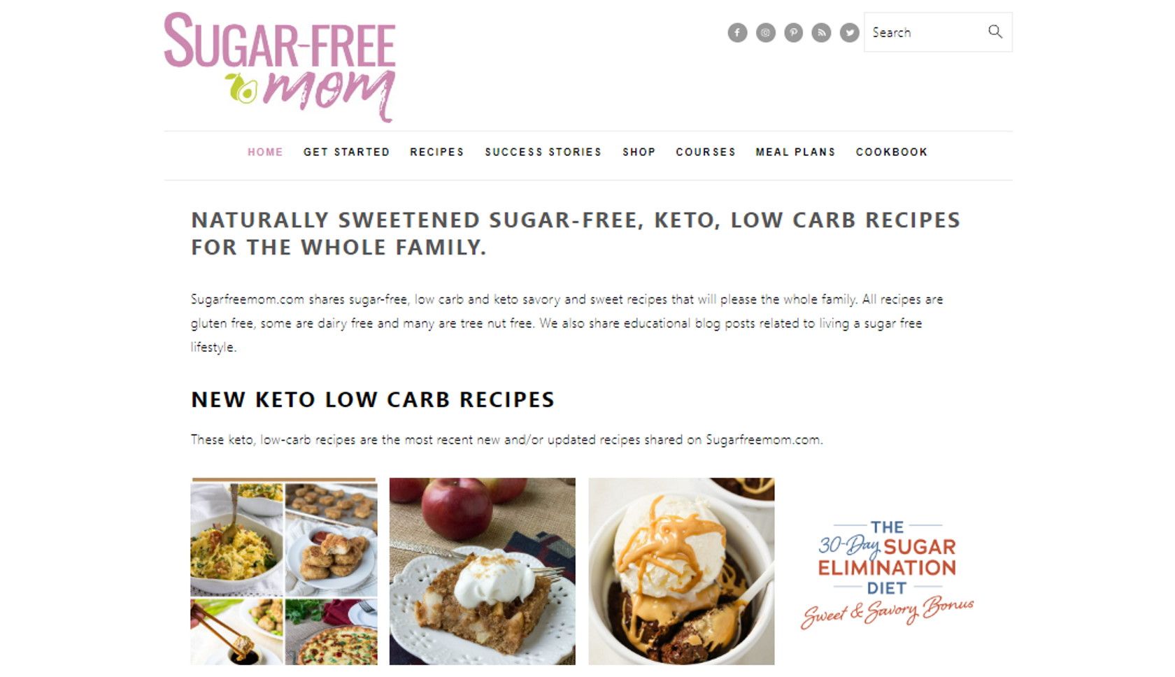 sugar free mom food blog home page