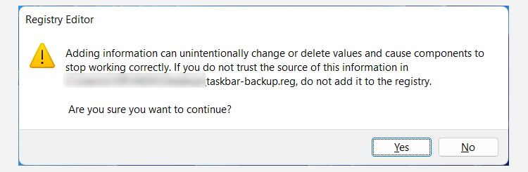 prompt that appears when merging a registry file on windows 11