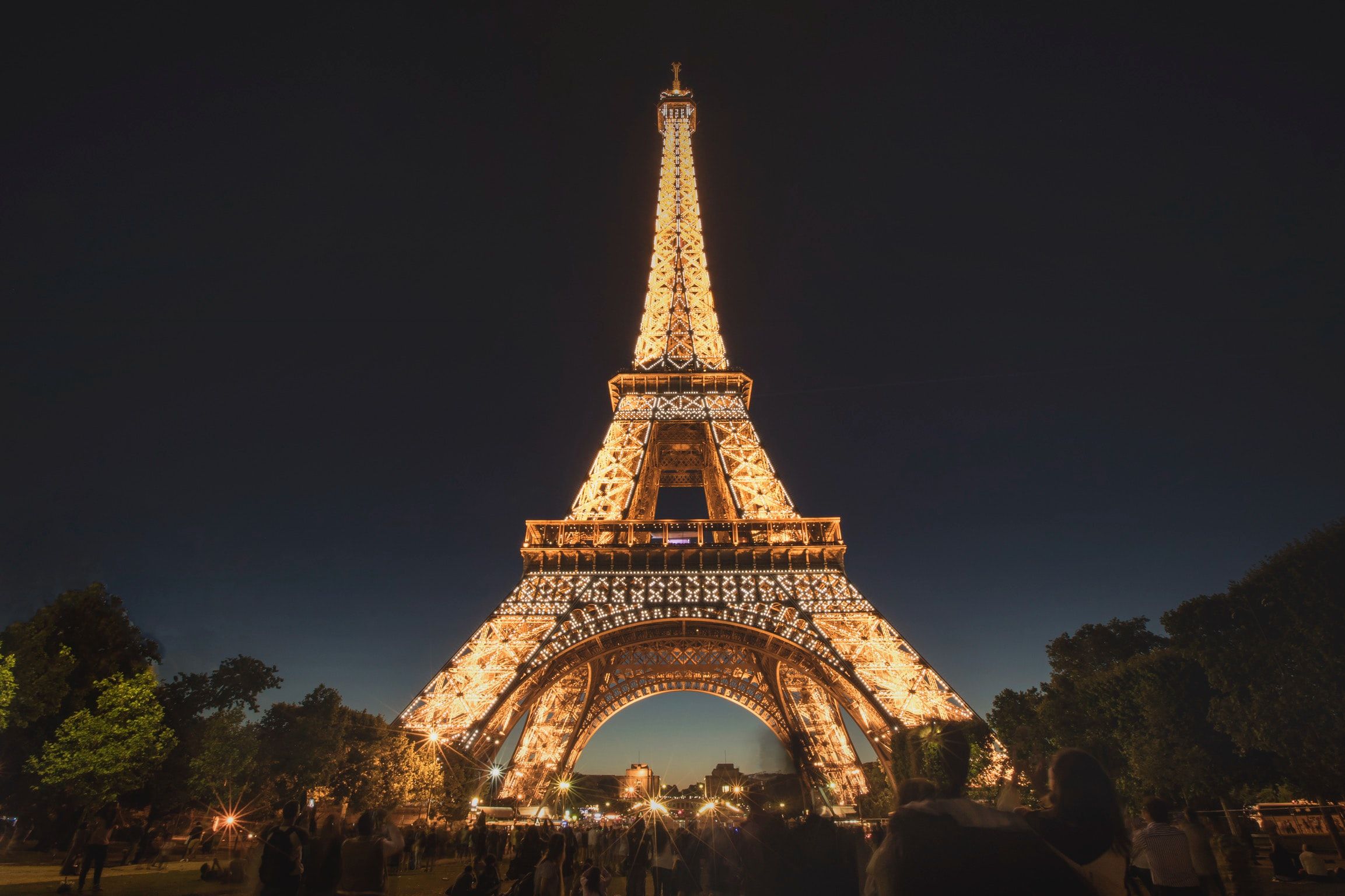 The Eiffel Tower Lit Up at Night