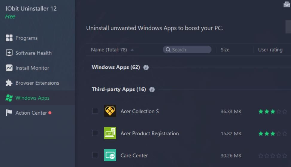 The Windows Apps tab