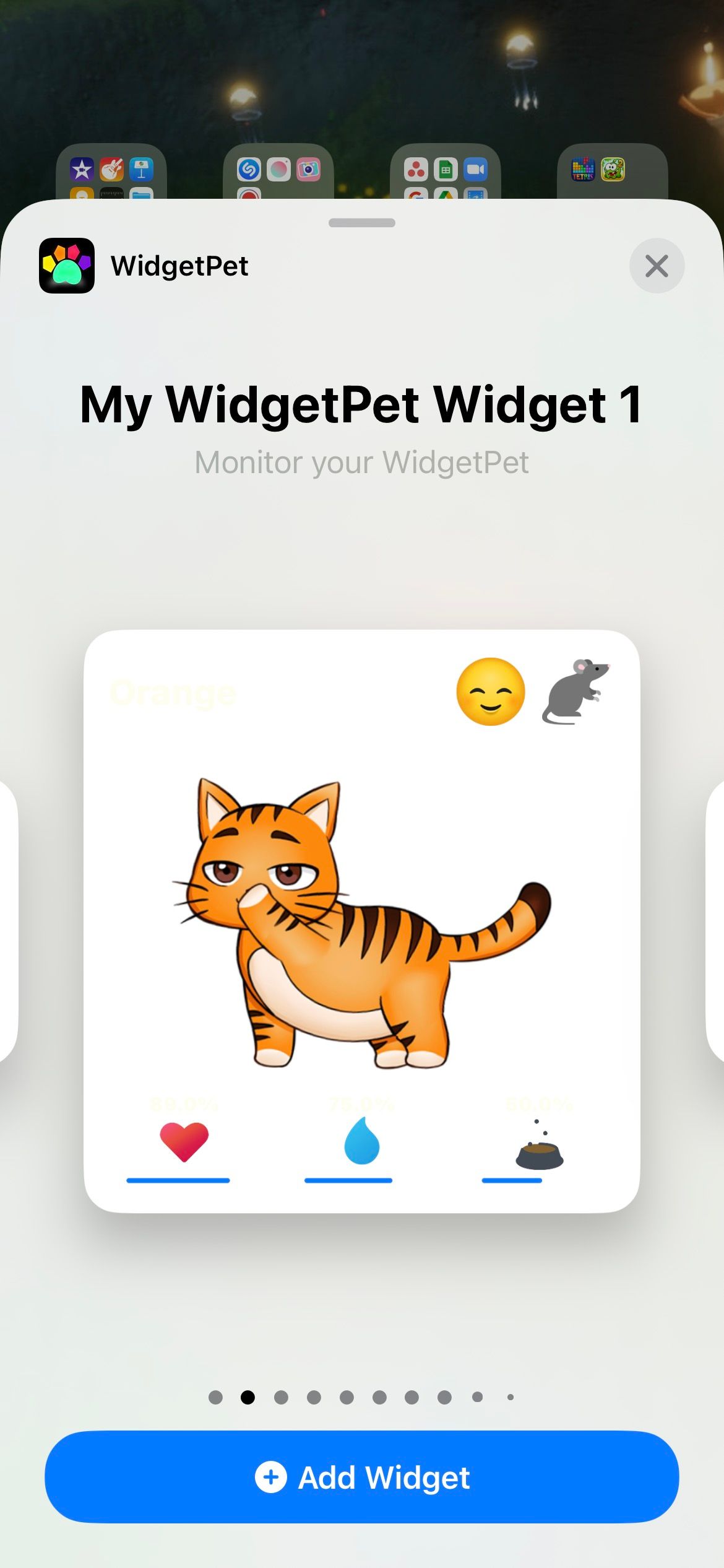 add widgetpet widget to home screen