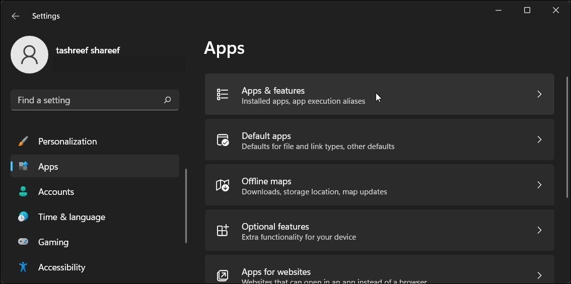 windows 11 apps apps and features