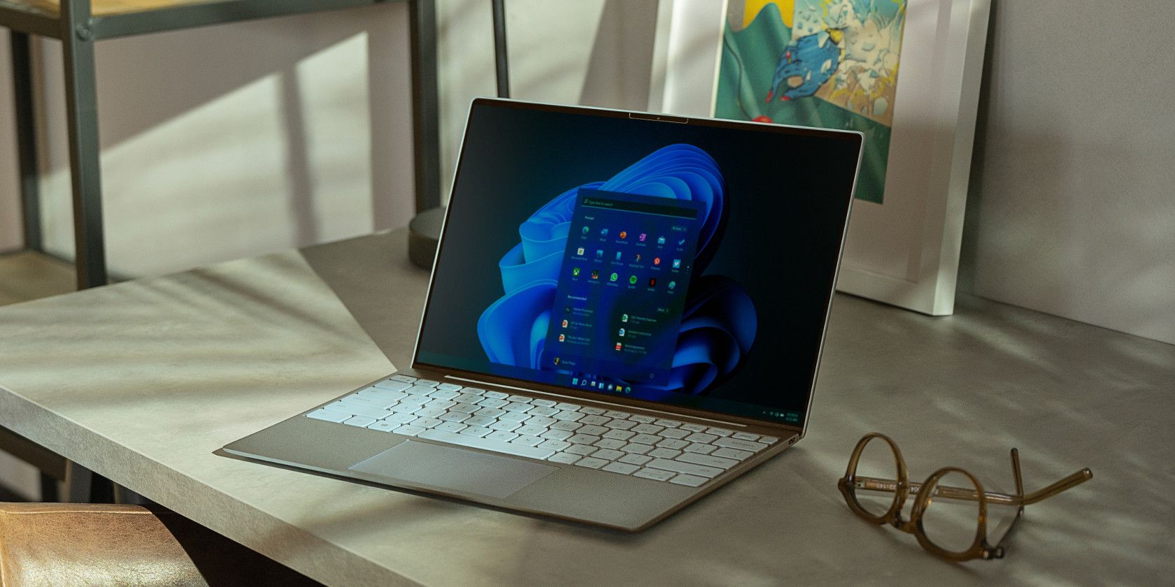 A notebook computer showing Windows 11