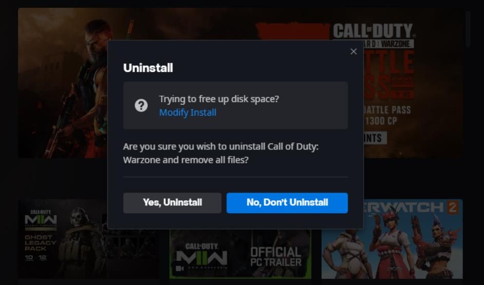 The Yes, Uninstall button