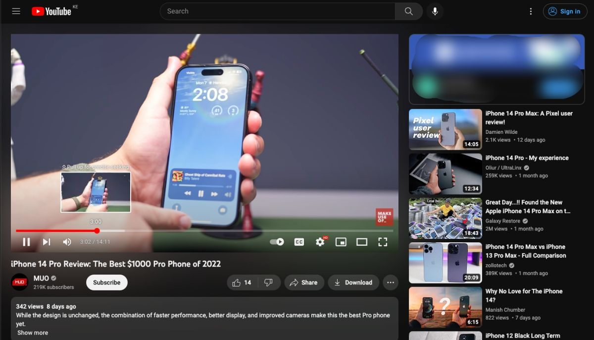 A screenshot of YouTube's scrubber on desktop