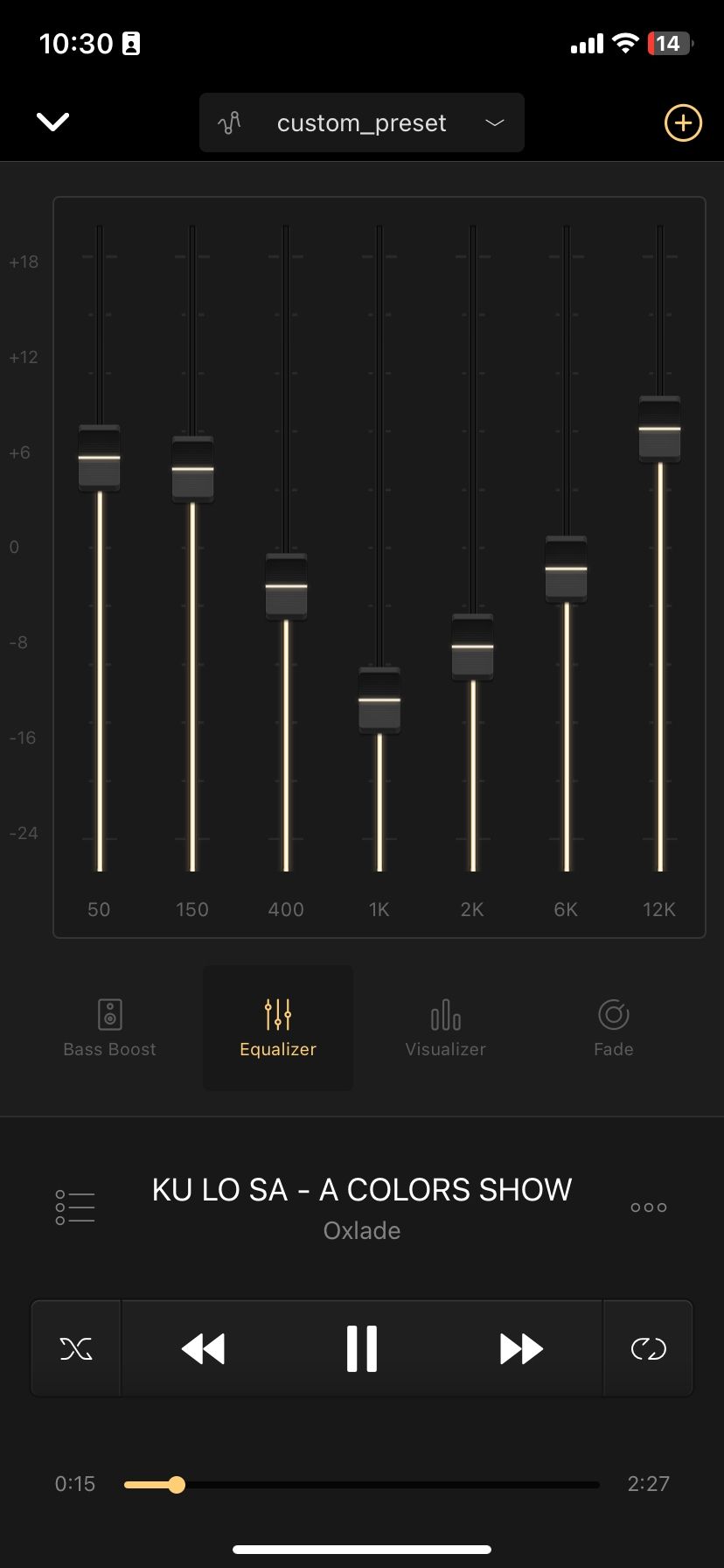 تصویری از برگه اکولایزر +Equalizer