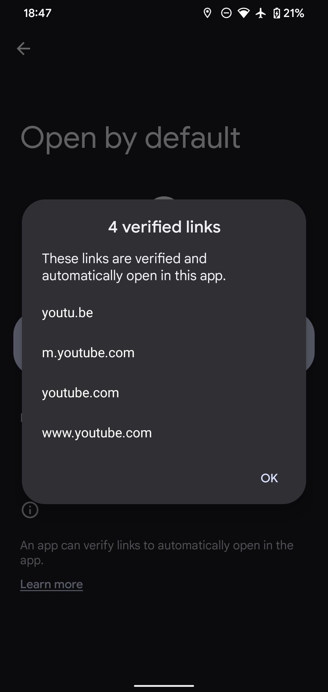 Android Open by Default YouTube URLs