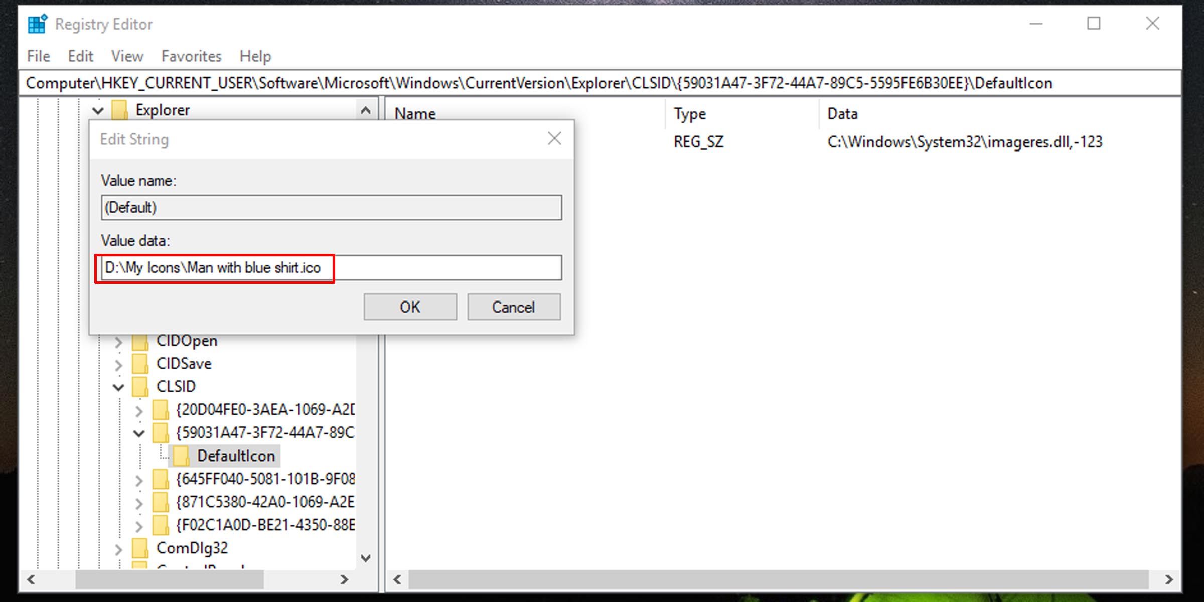 Changing user file value data