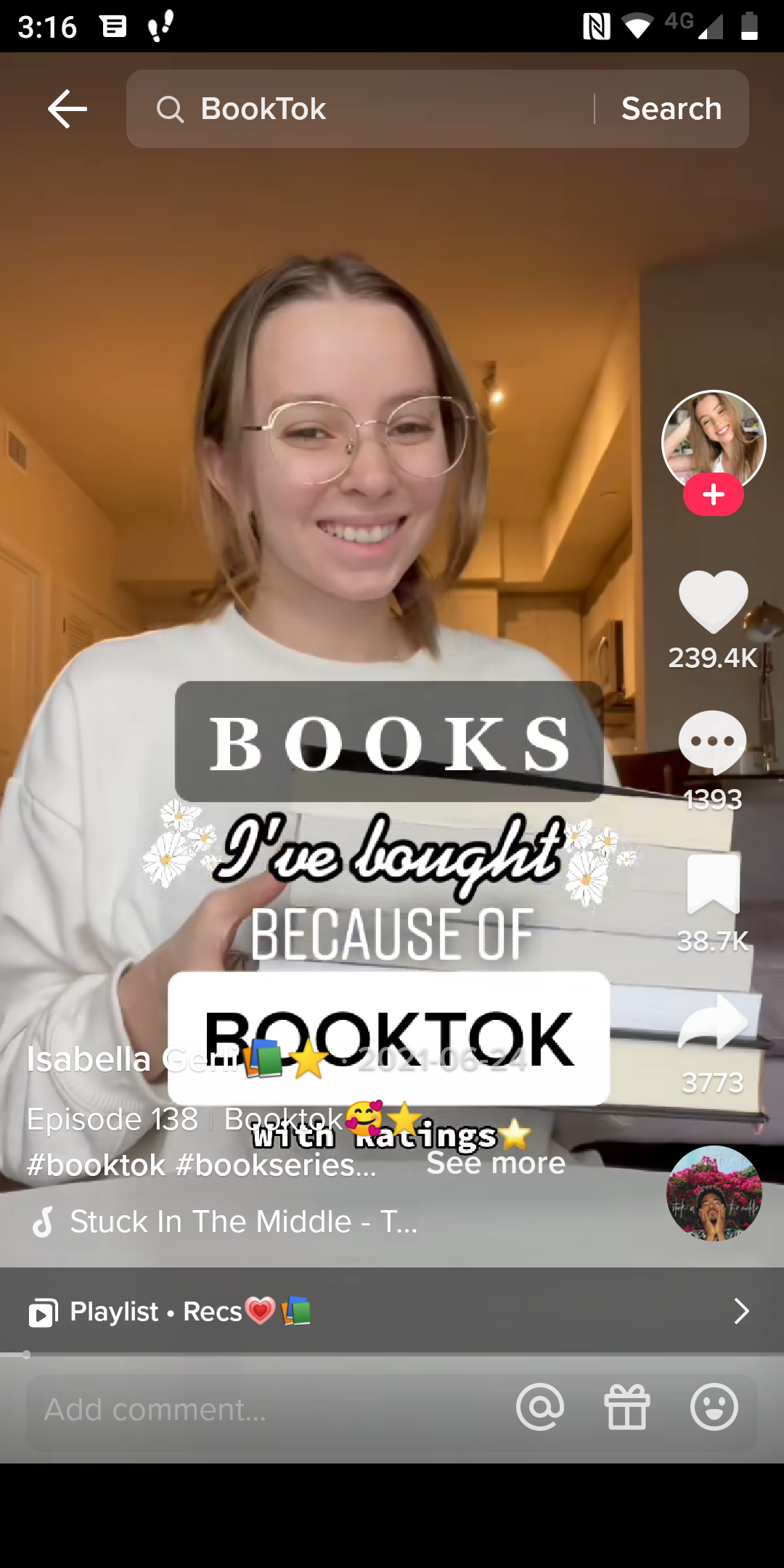 اسکرین شات هشتگ BookTok در TikTok