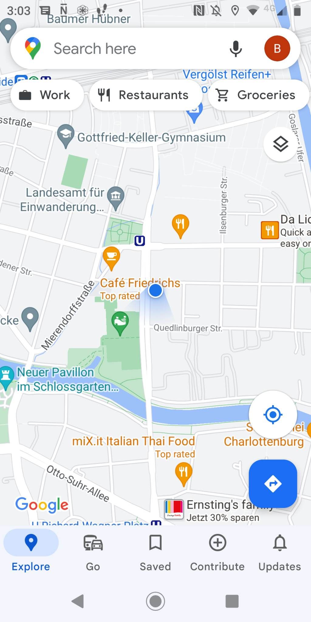 Google maps showing Berlin streets