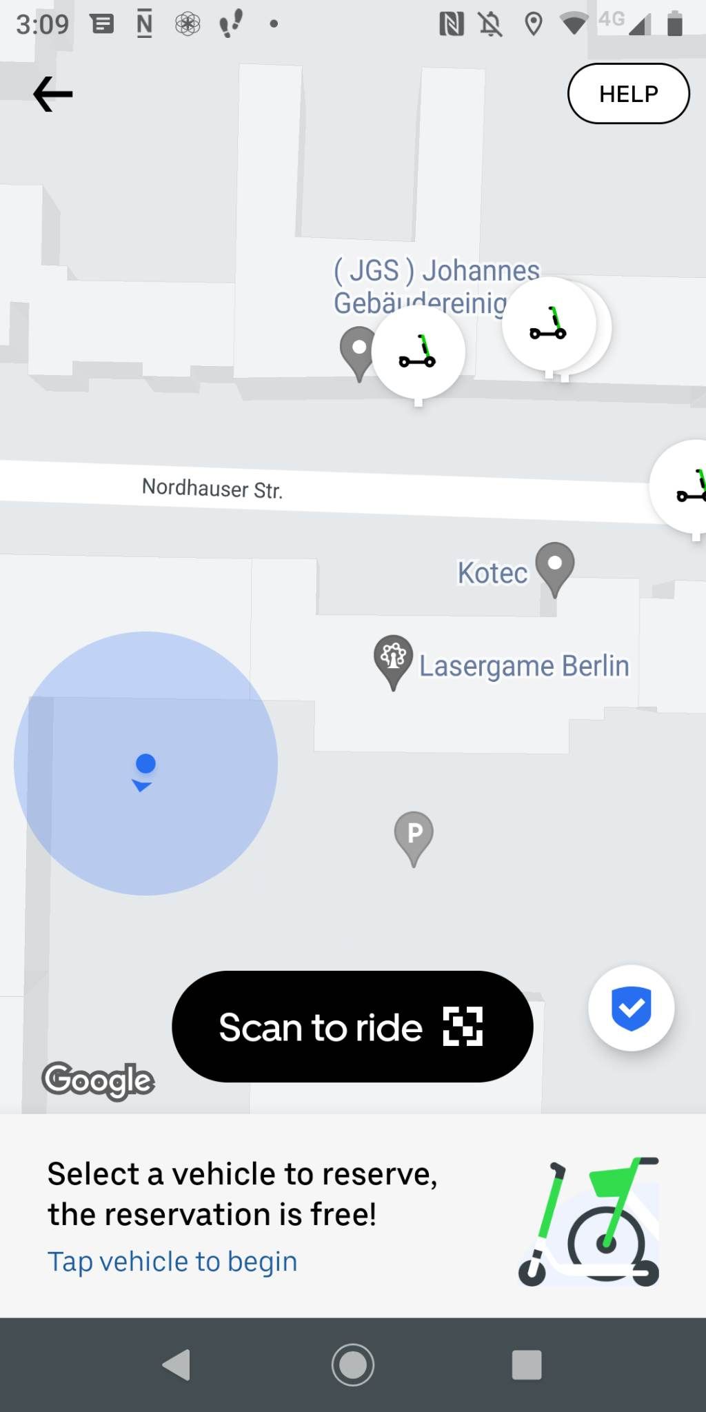 Uber app showing location of vehicles
