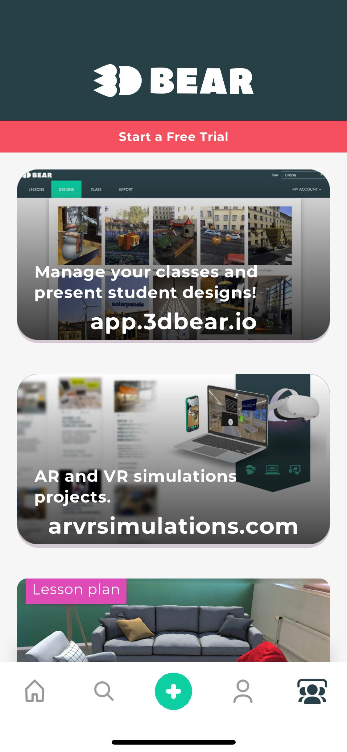 3DBear app learning menu