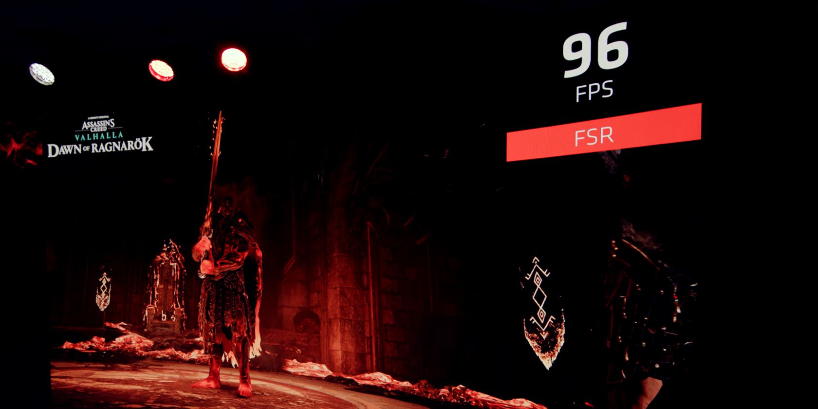 YouTube screenshot showing 96 FPS on an 8K display with FSR on
