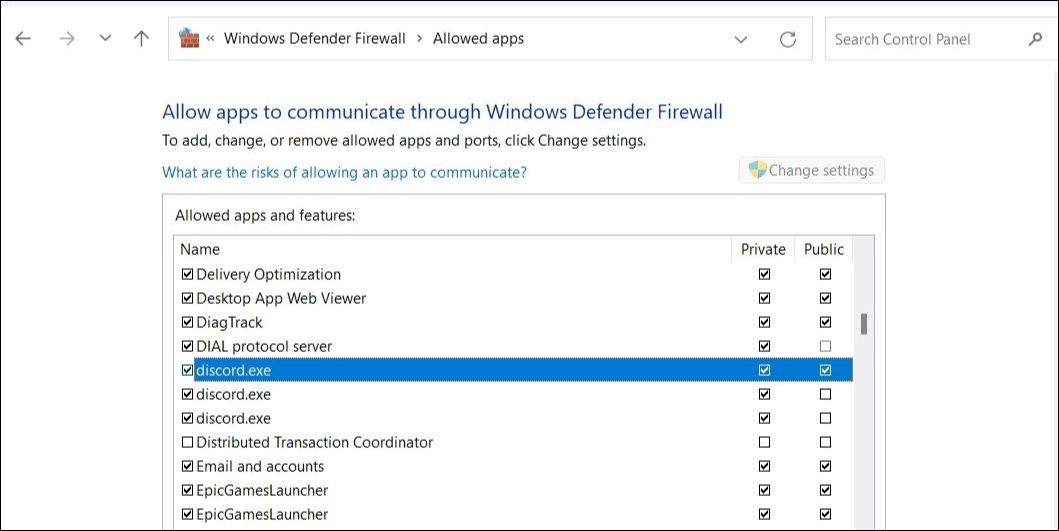 Permitir Discord a través del Firewall de Windows