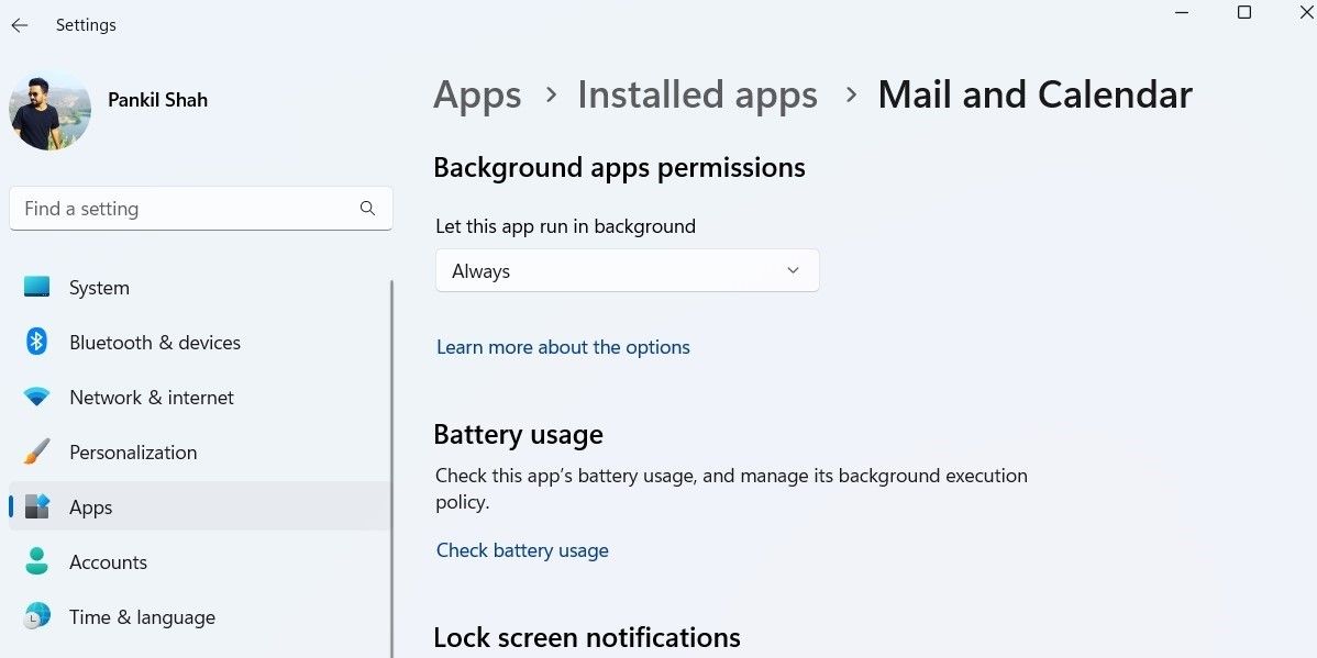 Permitir que la aplicación de Windows Mail se ejecute en segundo plano
