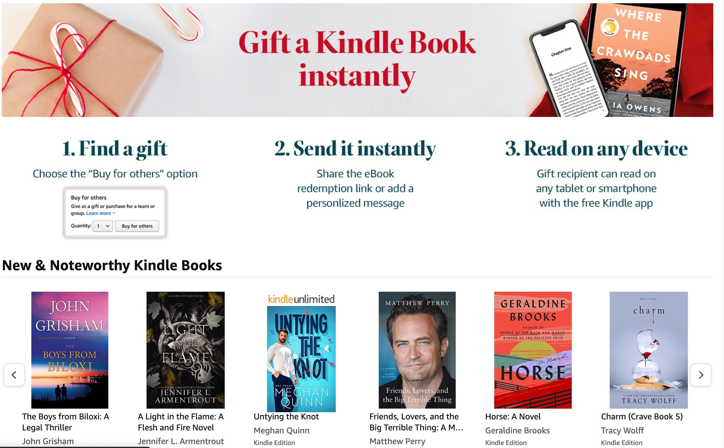 Amazon ebook giveaway page with top titles