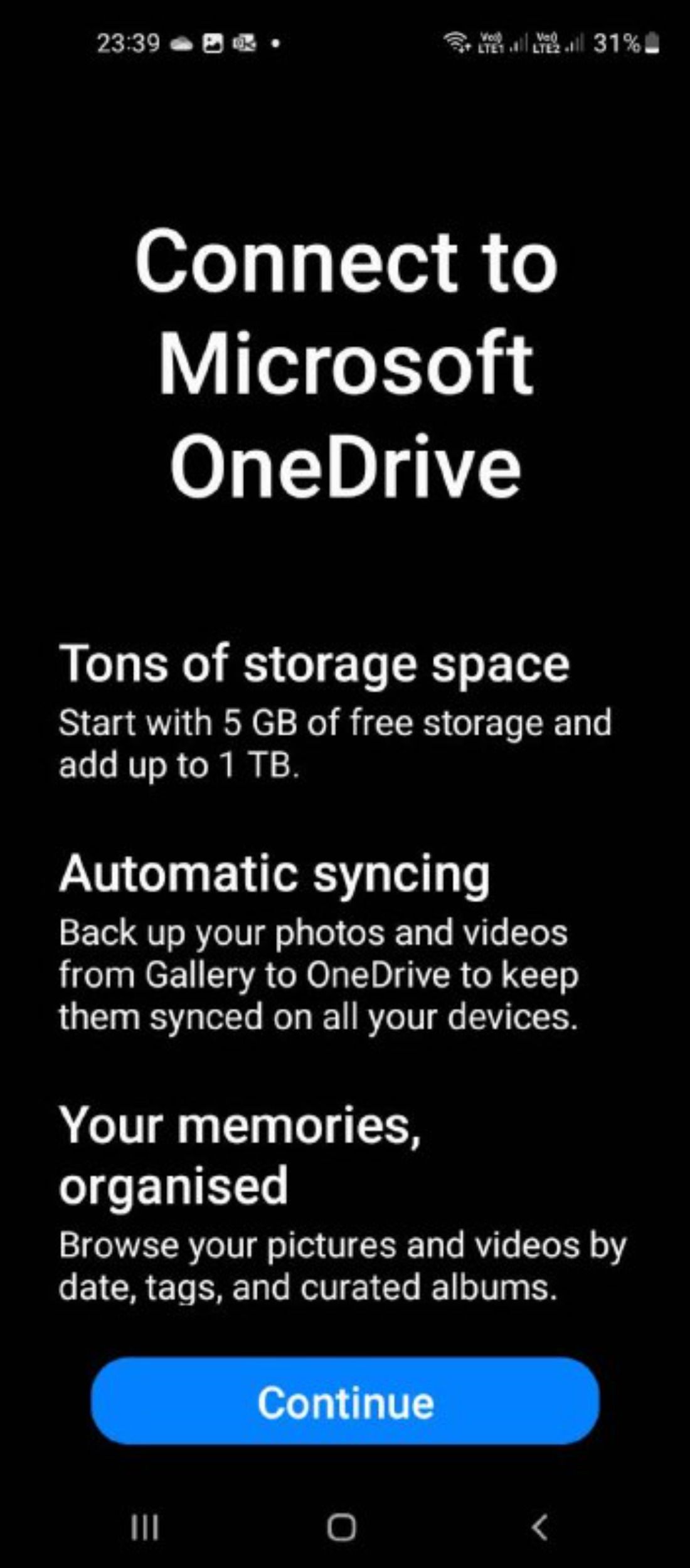 Microsoft One Drive connect to Samsung gallery