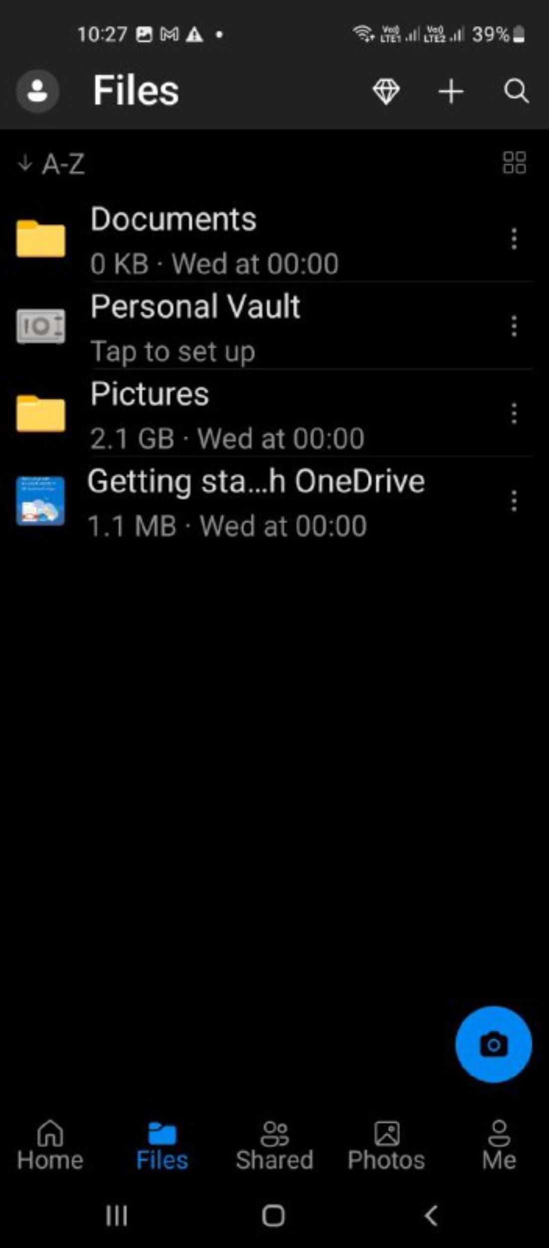 Files and folders in Microsoft OneDrive