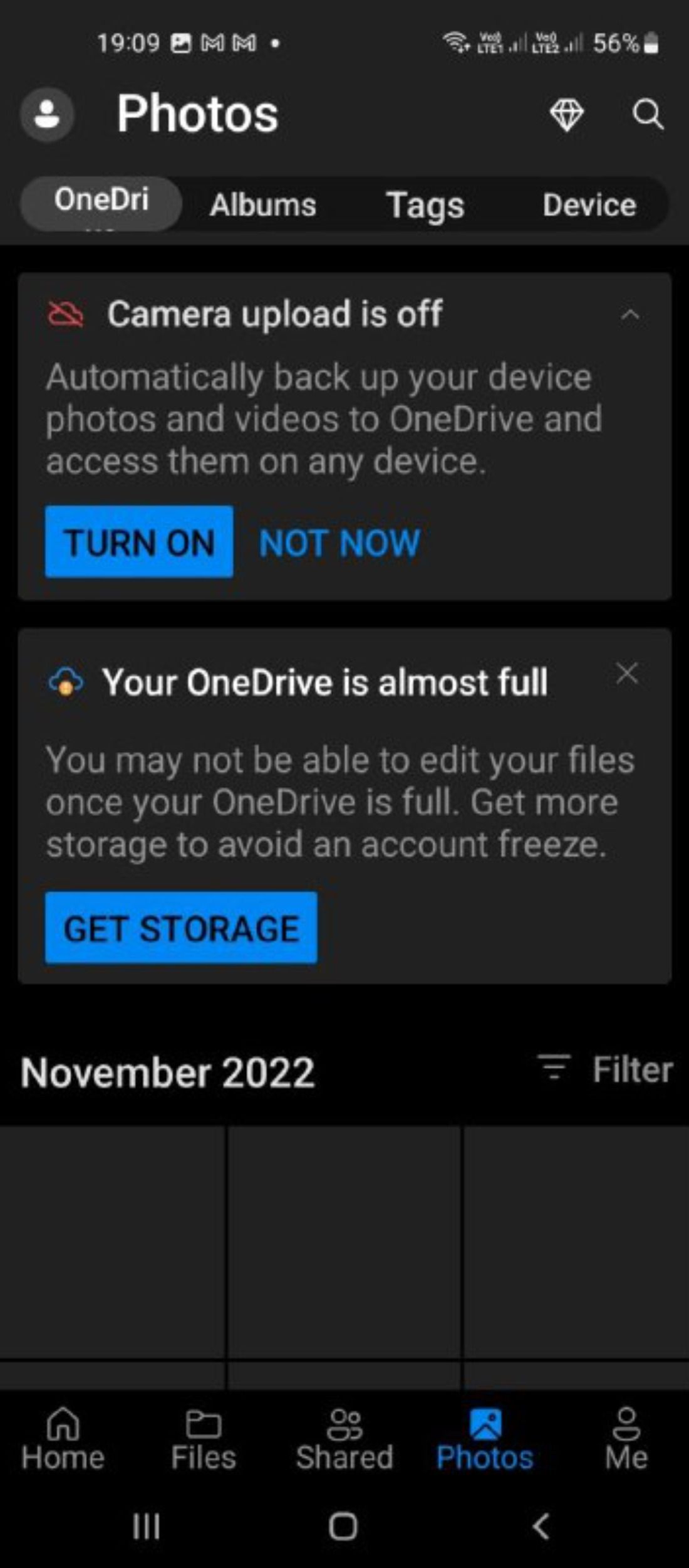 Camera uploads in OneDrive