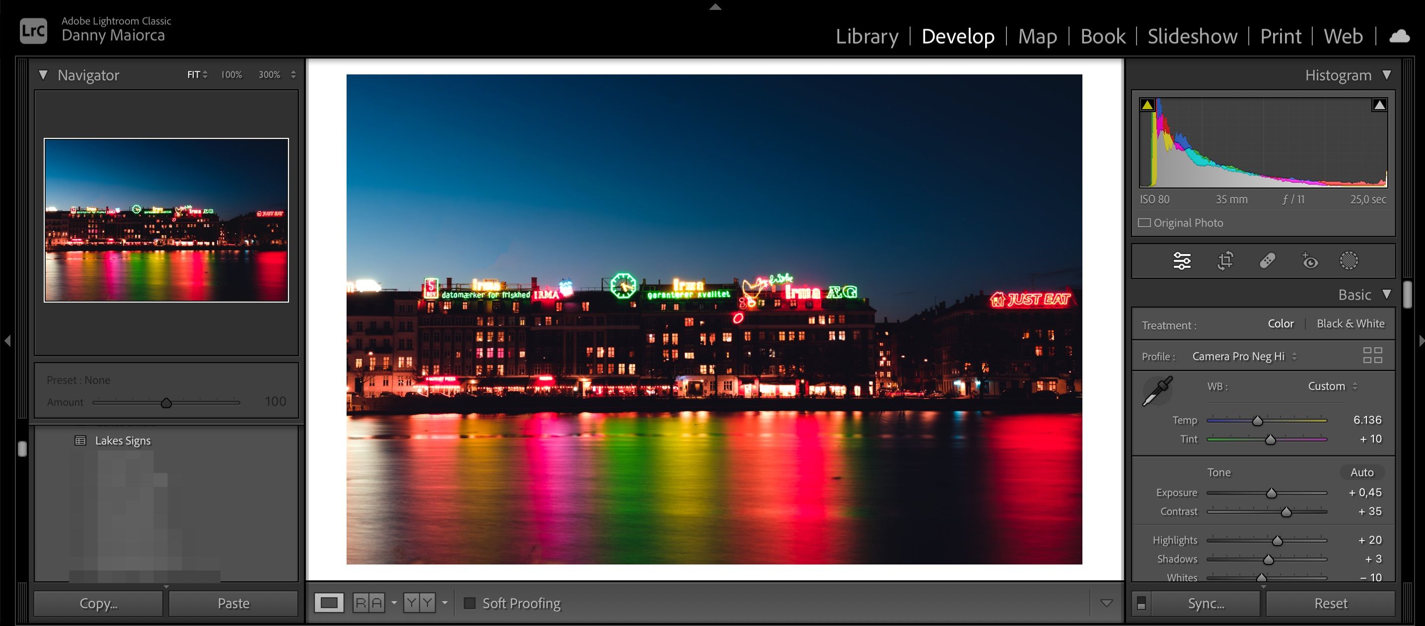 Screenshot showing how to apply a preset in Adobe Lightroom