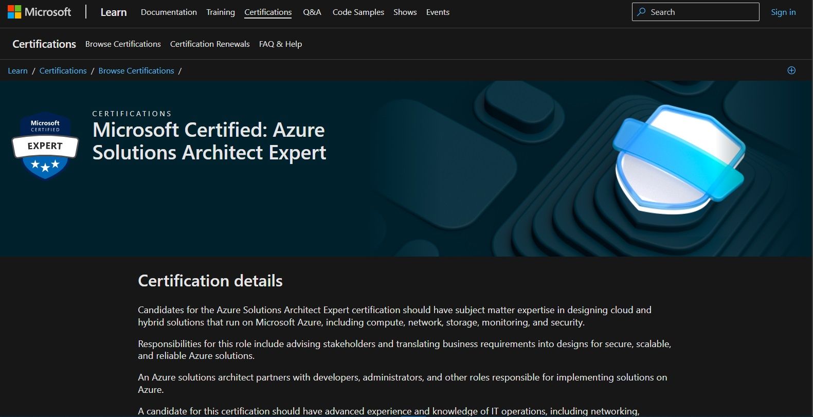 An image showing the Microsoft Azure website homepage
