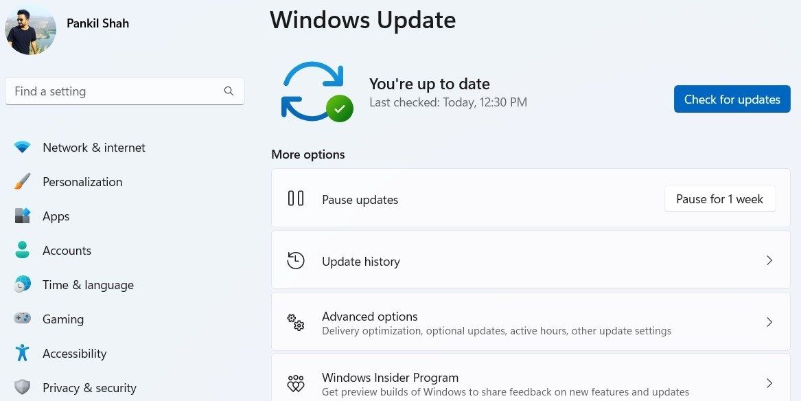 Verifique las actualizaciones de Windows 11 usando la aplicación Configuración