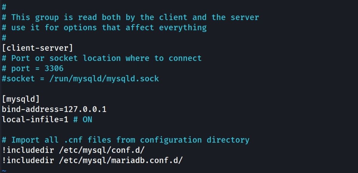 config for mySQL client-server
