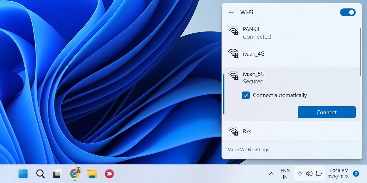 Conectarse a una red Wi-Fi Windows 11