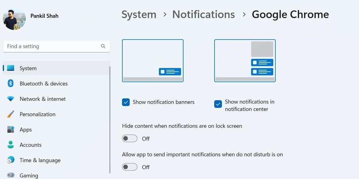 Customize Google Chrome notifications on Windows