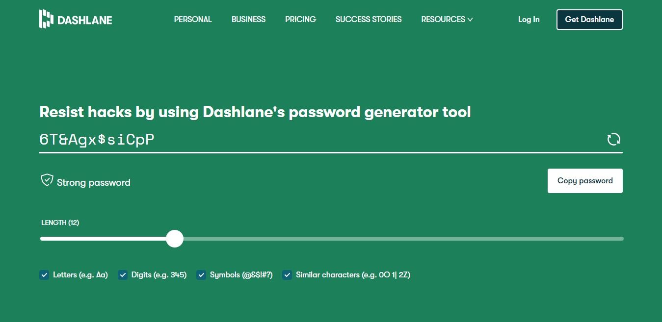 Dashlane Password Generator tool