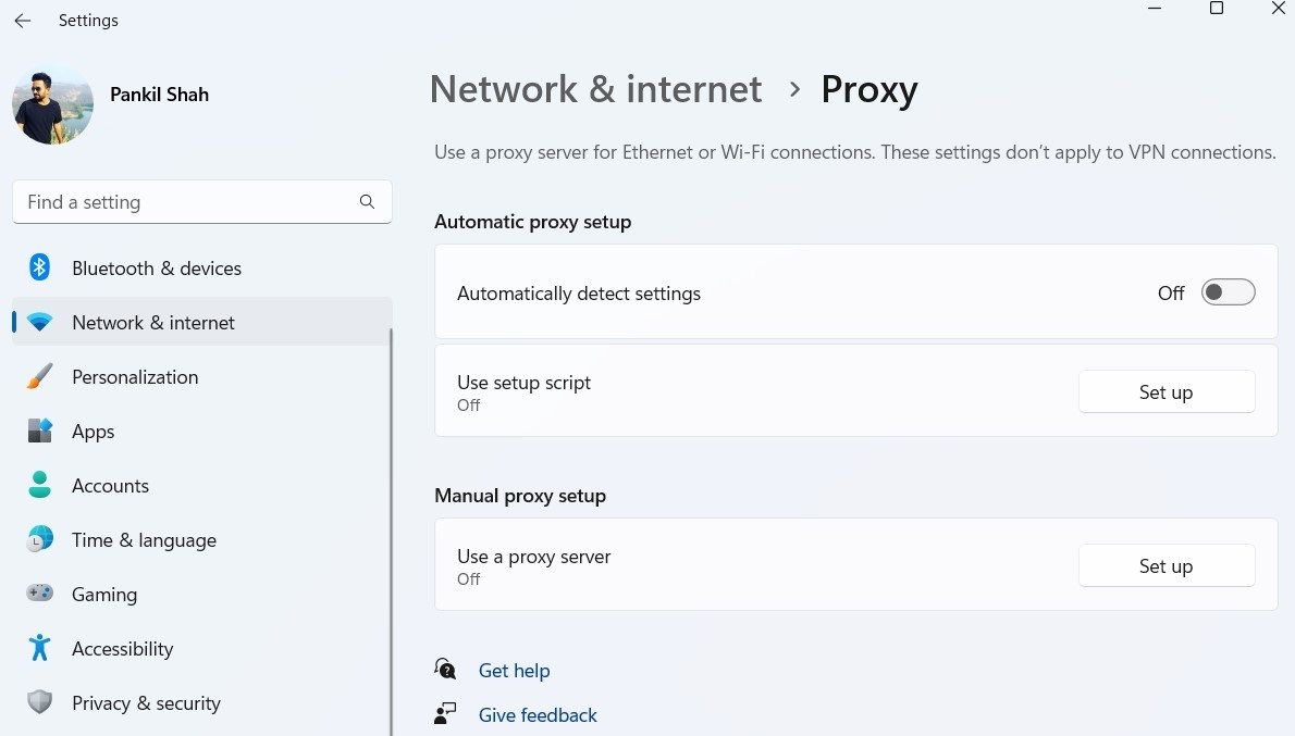 Deshabilitar la configuración automática de proxy en Windows