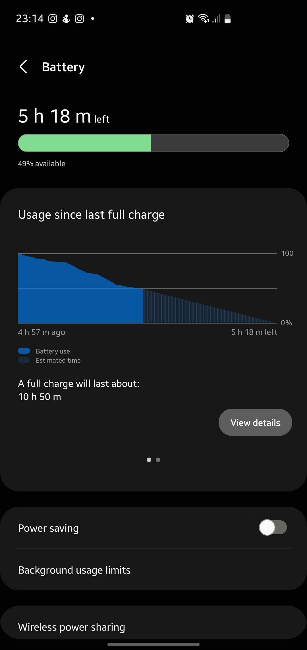 Battery settings on Samsung Phone
