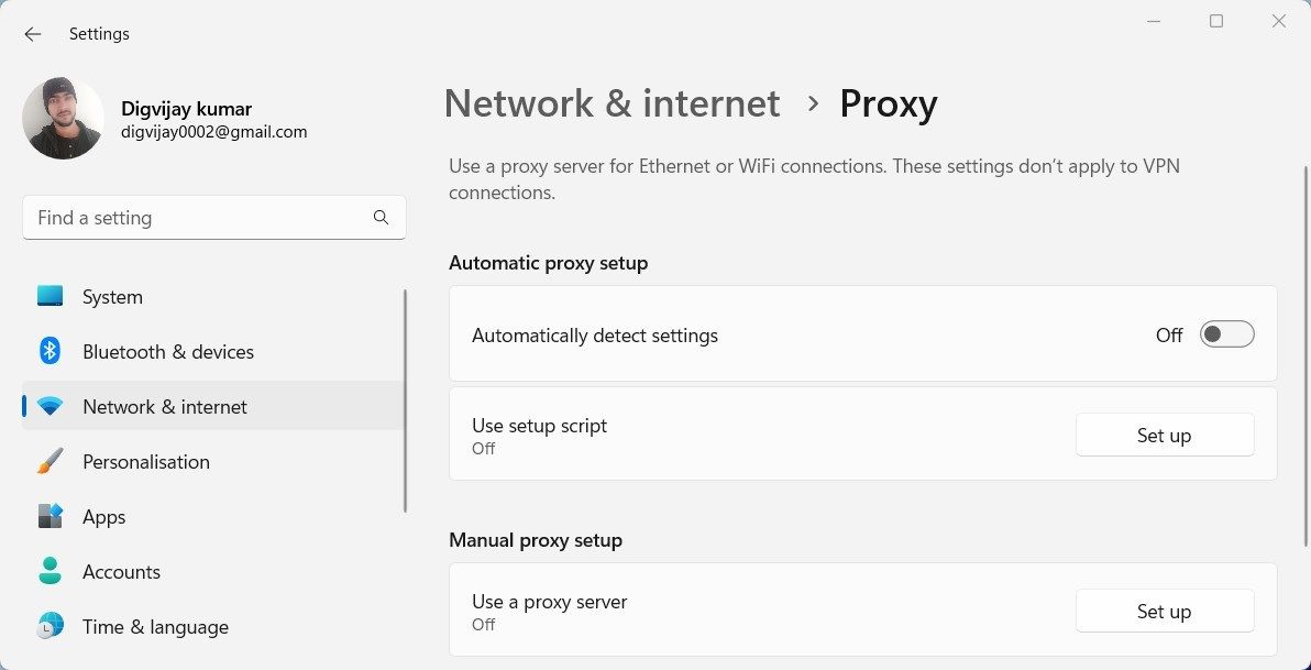 Disable Proxy Using Settings