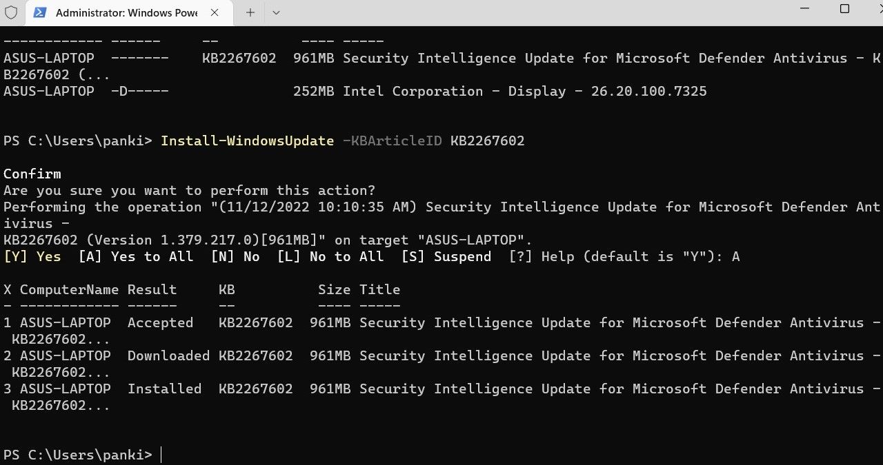 Descargue e instale la actualización de Windows 11 usando PowerShell