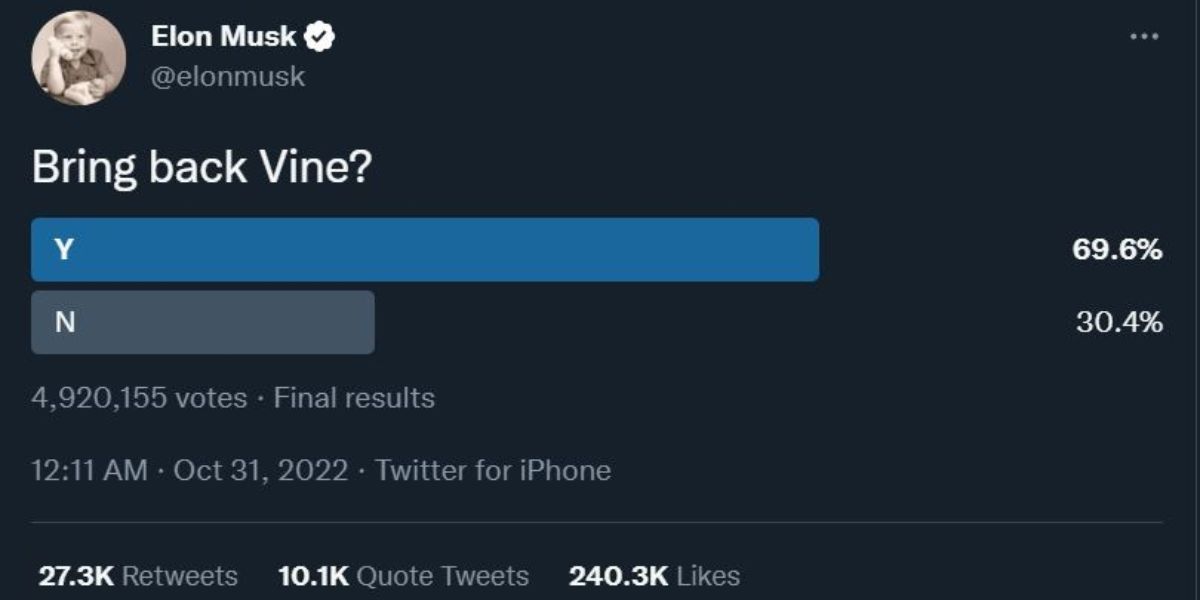 نظرسنجی توییتری ایلان ماسک درباره Vine