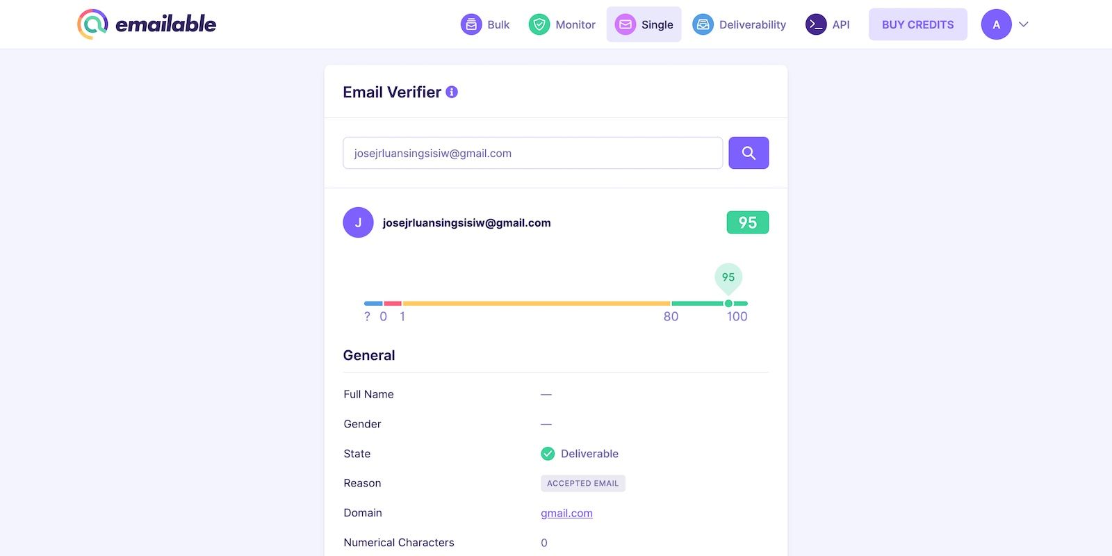 Email Verification Results and Data at Emailable