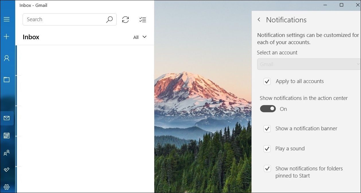 Habilitar notificaciones de correo de Windows