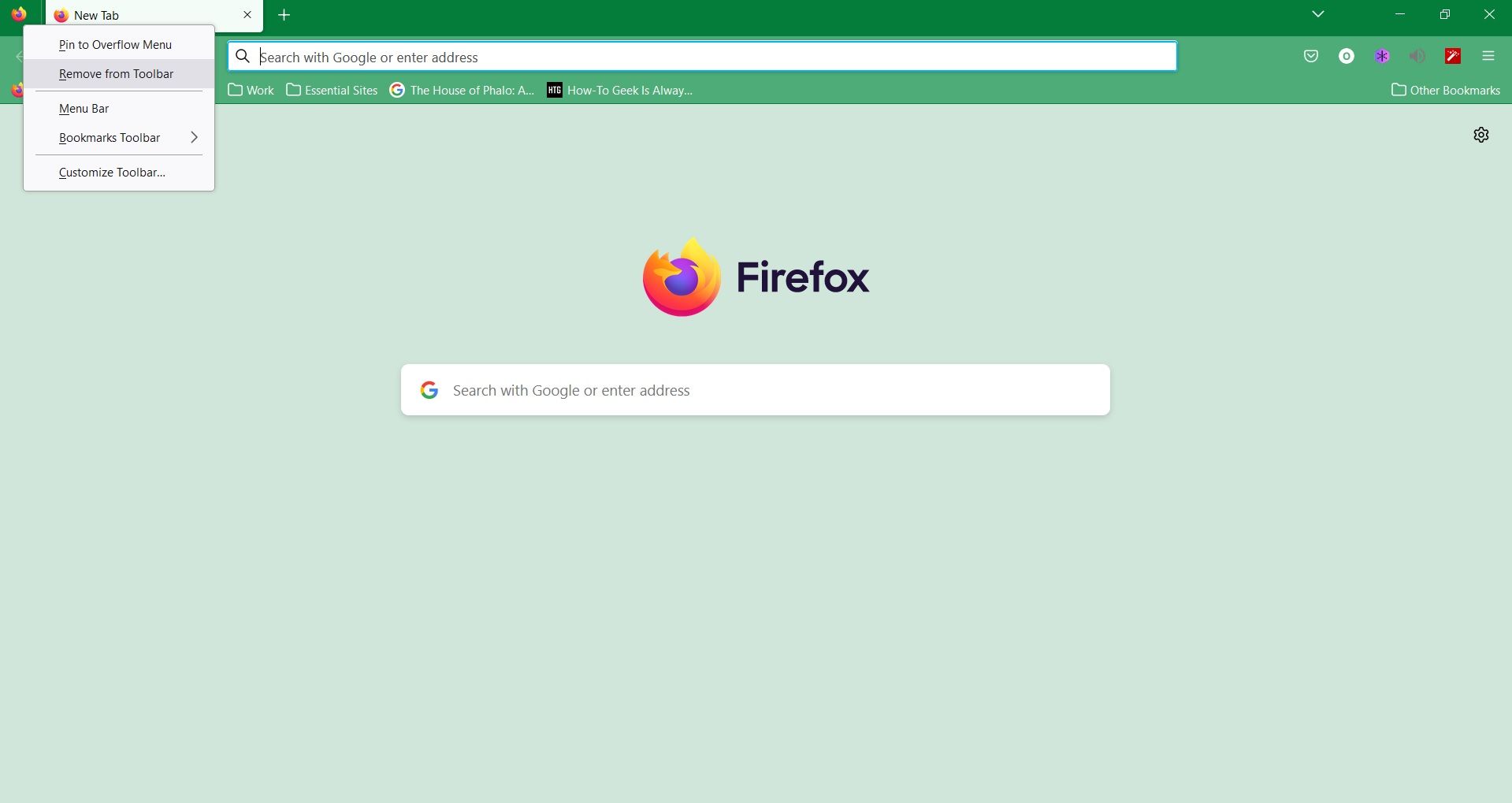 Removing tab from Firefox