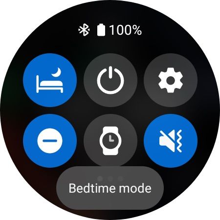 Bedtime mode toggle in Samsung Galaxy Watch Quick Settings panel