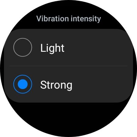 Samsung Galaxy Watch 4/5 vibration intensity settings menu