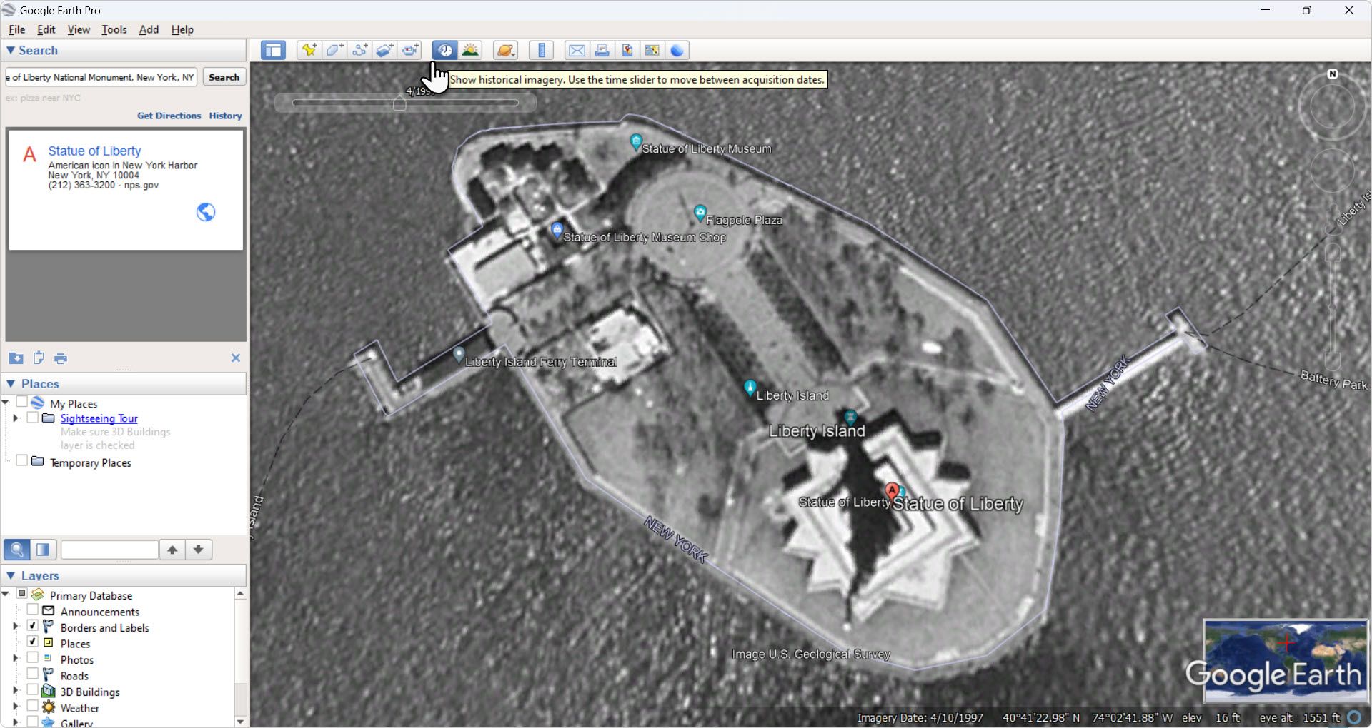 Google Earth Pro historical images