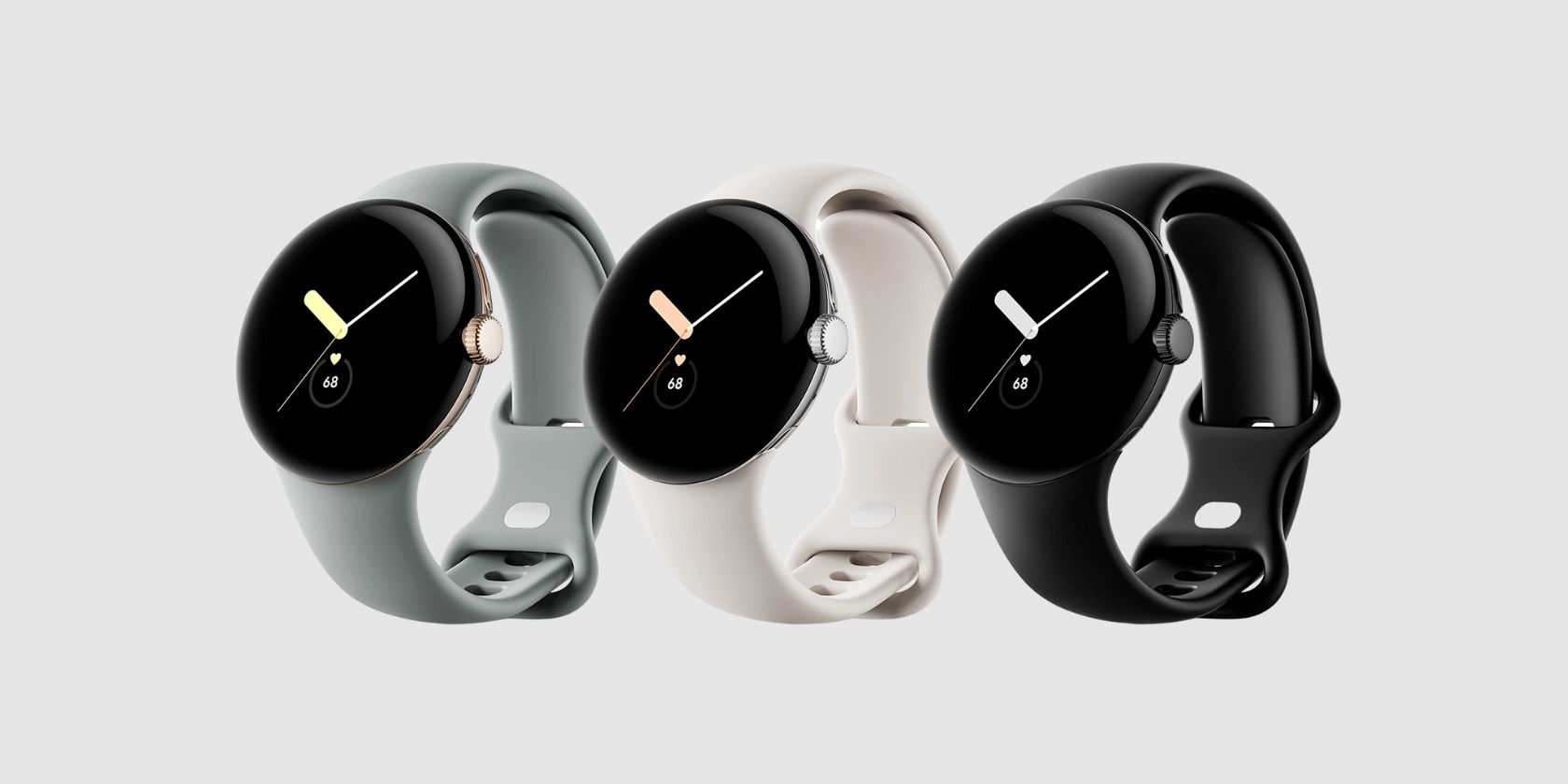 All Three Google Pixel Watch Colors -- Gold, Silver, and Black