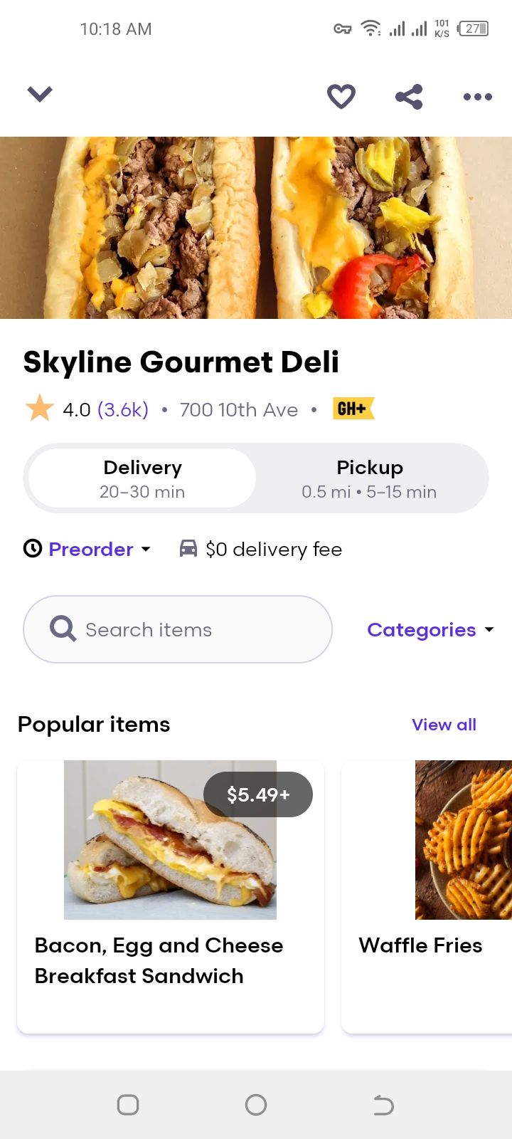 Grubhub app restaurants