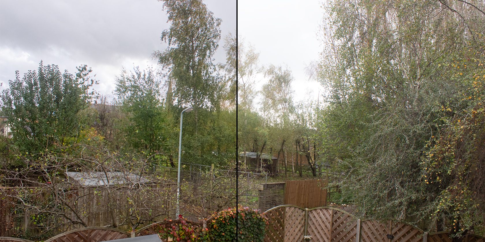 Before and after of a HDR landscape photo.